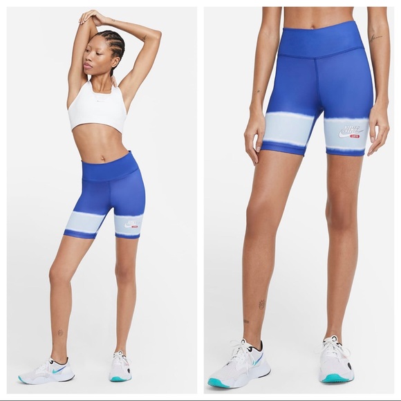 Nike Pants - Nike One Dri-fit Mid-Rise Royal Blue Biker Shorts